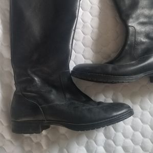 Ralph Lauren knee high black leather ankle boots size 7.5